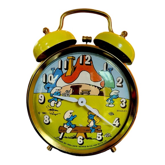 Vintage Smurf Alarm Clock BRADLEY 1983 Animated Action Clock - Picture 5 of 8